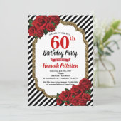 Rote Rose 60. Geburtstagsfeier Einladung (Stehend Vorderseite)