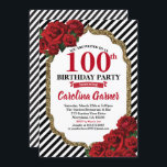Rote Rose 90. Geburtstagsausladung für Gold Einladung<br><div class="desc">JEDES ALTER.Alle Texte sind editierbar.
Holen Sie sich diese elegante und glamouröse Party Einladung für Geburtstagsparty in jedem Alter.
Entwickelt mit rote Rose,  Gold Glitzer Rahmen. Die schwarz-weißen Streifen fügen eine Touch modernen Chic hinzu.
Holen Sie sich diese schöne Einladung jetzt!</div>