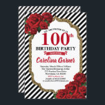 Rote Rose 90. Geburtstagsausladung für Gold Einladung<br><div class="desc">JEDES ALTER.Alle Texte sind editierbar.
Holen Sie sich diese elegante und glamouröse Party Einladung für Geburtstagsparty in jedem Alter.
Entwickelt mit rote Rose,  Gold Glitzer Rahmen. Die schwarz-weißen Streifen fügen eine Touch modernen Chic hinzu.
Holen Sie sich diese schöne Einladung jetzt!</div>