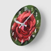Rote Rose Abstrakte Blume Kunst Runde Wanduhr (Winkel)