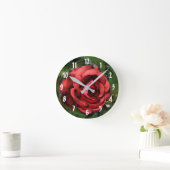 Rote Rose Abstrakte Blume Kunst Runde Wanduhr (Zuhause)