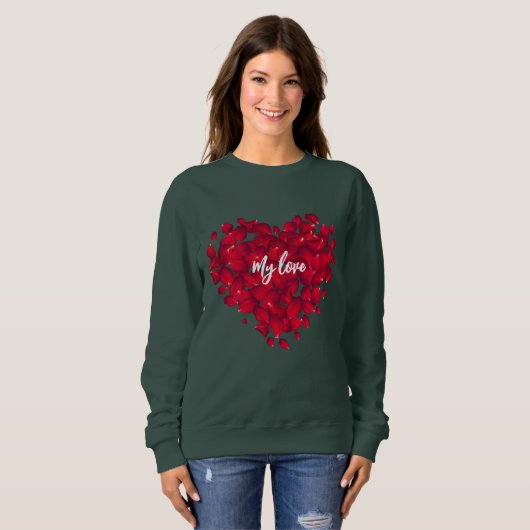 Rote Rose am Valentinstag Sweatshirt (Vorne ganz)
