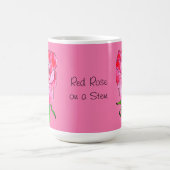 Rote Rose an einem Stiel Kaffeetasse (Mittel)