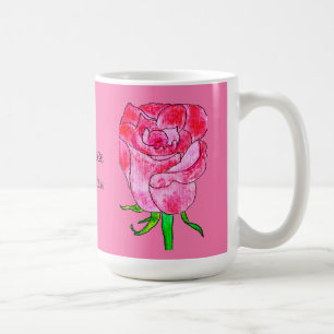 Rote Rose an einem Stiel Kaffeetasse