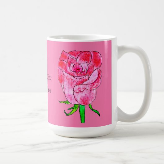 Rote Rose an einem Stiel Kaffeetasse (Rechts)