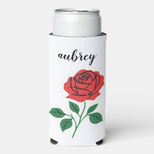 Rote Rose Anpassbarer Name Selters Dosenkühler (Seltzer Vorderseite)