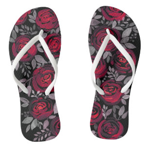 Rote Rose Aquarell, Aquarell Badesandalen