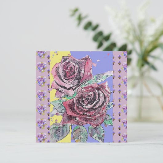 Rote Rose Aquarell Blume Blumengeburt (Stehend Vorderseite)