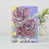 Rote Rose Aquarell Blume Blumengeburt Karte (Stehend Vorderseite)