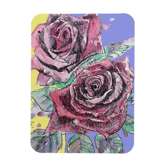 Rote Rose Aquarell Blume Blumengeburt Magnet (Vertikal)