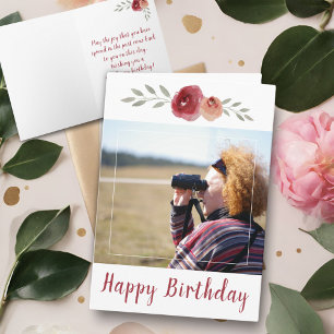 Rote Rose Aquarell Geburtstagsflora Foto Karte