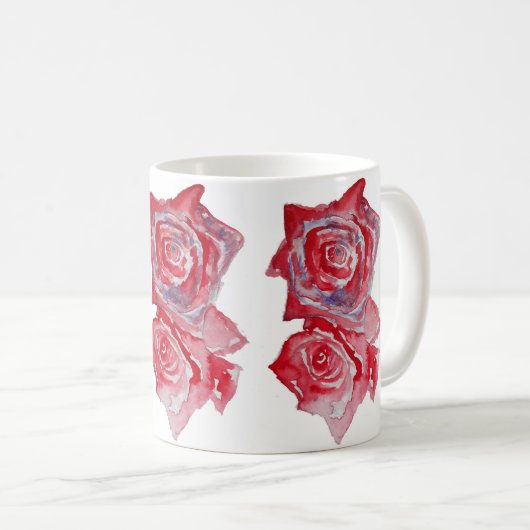 Rote Rose Aquarell Tasse (VorderseiteRechts)