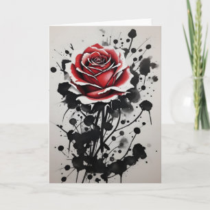 Rote Rose - Aquarellblumen Karte