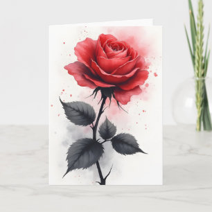 Rote Rose - Aquarellblumen Karte