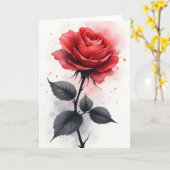 Rote Rose - Aquarellblumen Karte (Gelbe Blume)