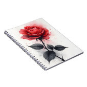 Rote Rose - Aquarellblumen Notizblock (Rechte Seite)