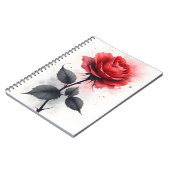 Rote Rose - Aquarellblumen Notizblock (Linke Seite)