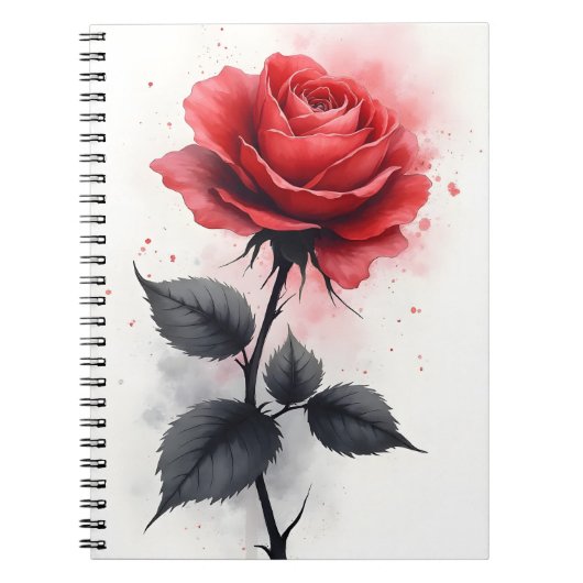 Rote Rose - Aquarellblumen Notizblock (Vorderseite)