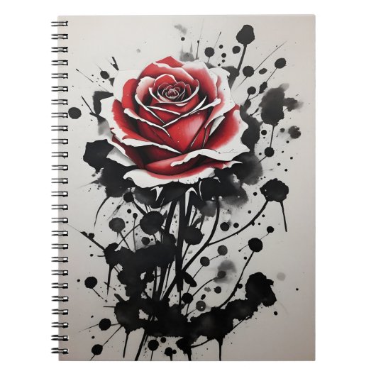 Rote Rose - Aquarellblumen Notizblock (Vorderseite)