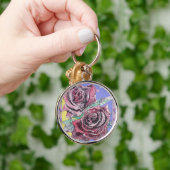 Rote Rose Aquarellfarben Blume Blumenbemalung Rose Schlüsselanhänger (Hand)