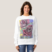 Rote Rose Aquarellfarben Blume Blumenbemalung Rose Sweatshirt (Vorne ganz)