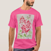 Rote Rose Aquarellfarben Blume Blumenbemalung Rose T-Shirt (Vorderseite)