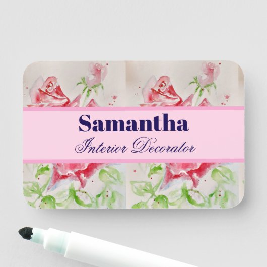 Rote Rose Aquarellfarben Rose Rosa Blüten Namensschild (Beispiel)