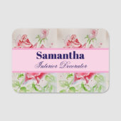 Rote Rose Aquarellfarben Rose Rosa Blüten Namensschild (Vorderseite)