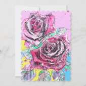 Rote Rose Aquarellfarben Rose Rosa Hochzeit Einlad Einladung (Rückseite)