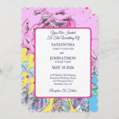 Rote Rose Aquarellfarben Rose Rosa Hochzeit Einlad Einladung (Vorne/Hinten)