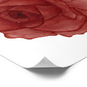 Rote Rose Aquarellfläche Links Poster (Ecke)