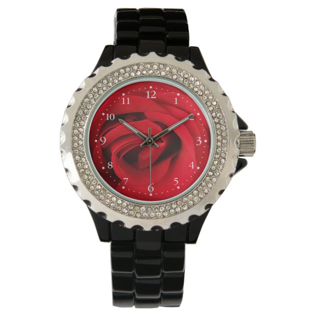 Rote Rose Armbanduhr (Vorderseite)