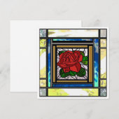 Rote Rose Art Deco Aquamarine Glaskarte Feiertagskarte (Vorne/Hinten)