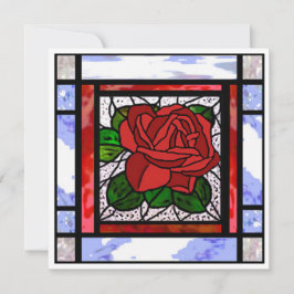 Rote Rose Art Deco Bleiglaskarte Feiertagskarte