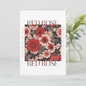 Rote Rose Art Design Einladung (Stehend Vorderseite)