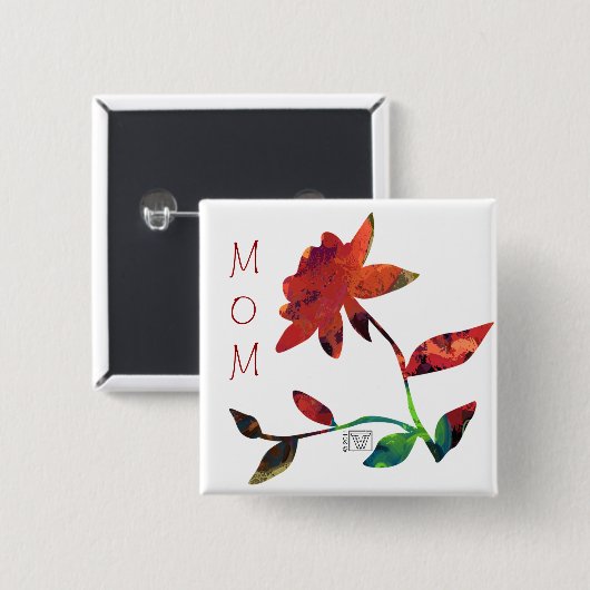 Rote Rose Art MAMA Button (Vorne & Hinten)