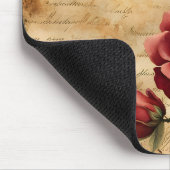 Rote Rose auf altem Pergament-Mauspad Mousepad (Ecke)