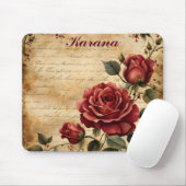 Rote Rose auf altem Pergament-Mauspad Mousepad (Mit Mouse)