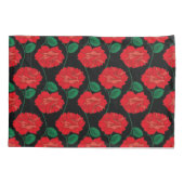 Rote Rose auf dem Schwarzen Kissenkoffer Kissenbezug (Rückseite)