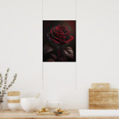 Rote Rose auf dunklem Hintergrund Poster (Küche)