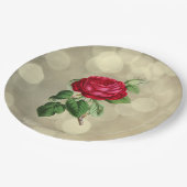 Rote Rose auf einem goldenen Bokeh-Licht-Hintergru Pappteller (Schrägansicht)