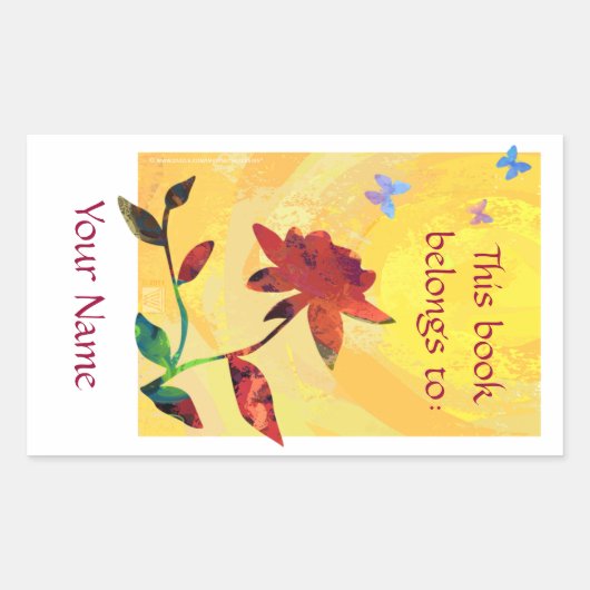 Rote Rose auf Gelb Rechteckiger Aufkleber (Vorderseite)