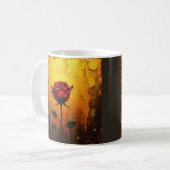 Rote Rose auf Gold Kaffeetasse (Vorderseite Links)
