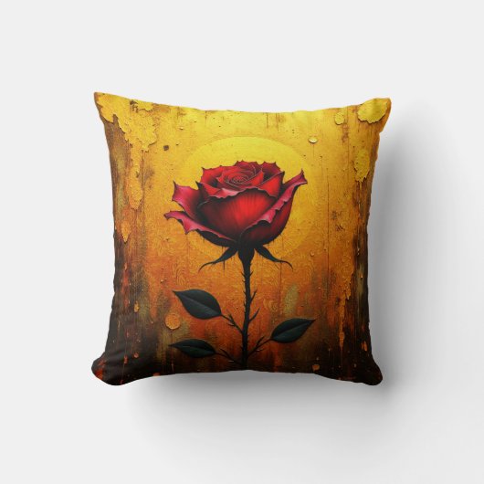 Rote Rose auf Gold Kissen (Vorderseite)