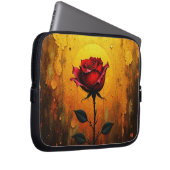 Rote Rose auf Gold Laptopschutzhülle (Vorne Rechts)