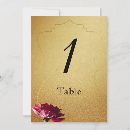 Rote Rose auf Goldhochzeit-Tischnummer Einladung (Vorderseite)