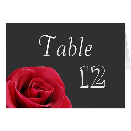 Rote Rose auf Graukarten der Tischnummer (Vorderseite (Horizontal))