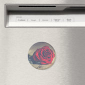 Rote Rose auf Holzböden Kunstdrucken Magnet (In Situ (Geschirrspüler))