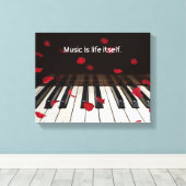 Rote Rose auf Klavier mit Zitat Leinwanddruck (Insitu (Holzboden))