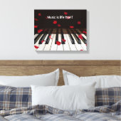Rote Rose auf Klavier mit Zitat Leinwanddruck (Insitu (Schlafzimmer))